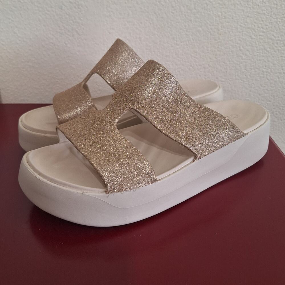 Crocs Women's Getaway Platform H-Strap Wedge Sandals Gold Tan Womens 9